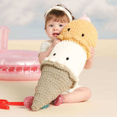 Crochet Ice Cream Cone Toy Pattern by Yarnspirations