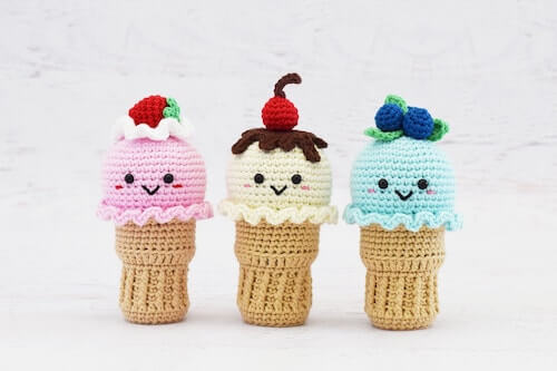 Crochet Ice Cream Cones Pattern by Yarn Blossom Boutique