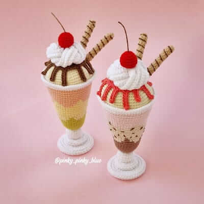 Crochet Ice Cream Dessert Pattern by Pinky Pinky Blue AU