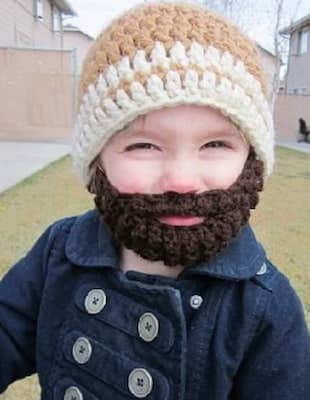 Crochet Kids Ultimate Bearded Beanie Pattern by Burly Beardco