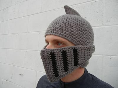 20 Crochet Helmet Patterns Crochet Knight's Helmet With Detachable Visor Pattern by Scorching Scales