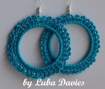 Crochet Lace Hoop Earrings Pattern by Luba Davies Atelier