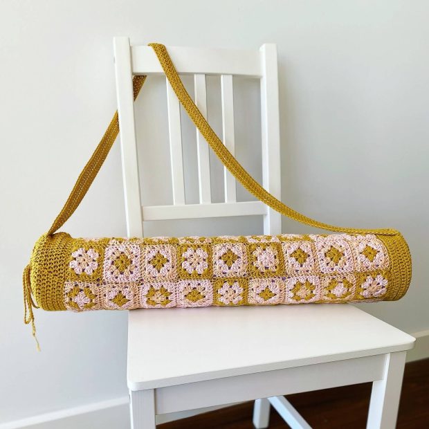 Granny Square Crochet Yoga Mat Bag Pattern by Crochet Love Melbourne