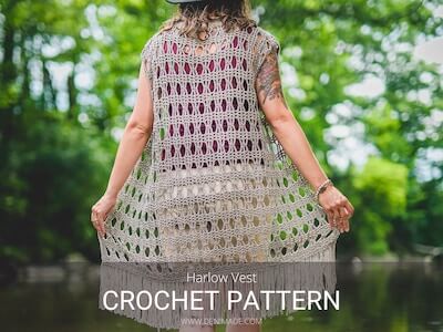 Harlow Boho Vest Crochet Pattern by Deni Made Designs