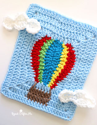 Hot Air Balloon Crochet Square Pattern by Repeat Crafter Me