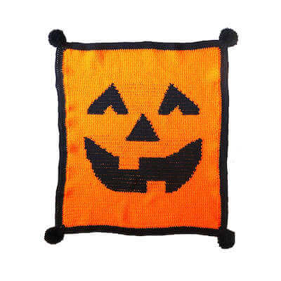 Jack-O-Lantern Crochet Halloween Blanket Pattern by Red Heart