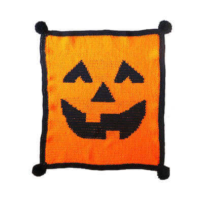 Jack-O-Lantern Halloween Crochet Blanket Pattern by Red Heart