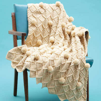 Lattice Crochet Pom Pom Blanket Pattern by Yarnspirations