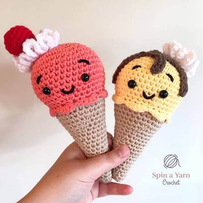 Melty, The Ice Cream Cone Crochet Pattern by Spin A Yarn Crochet