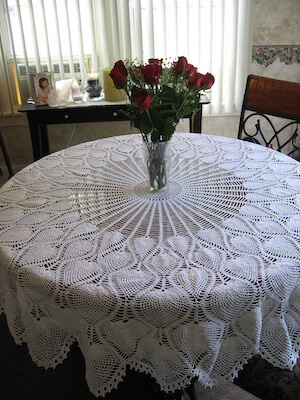 Round Pineapple Tablecloth Crochet Pattern by The Spool Cotton Company
