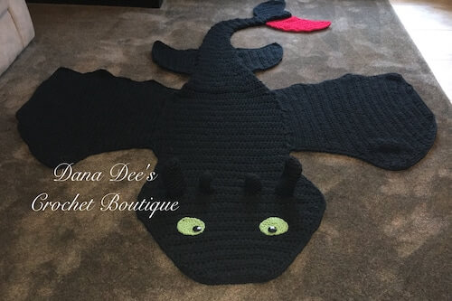 Toothless Crochet Friendly Dragon Blanket Pattern by Dana Dee Crochet