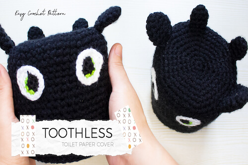 Toothless Toilet Paper Cover Crochet Pattern by Ohchives