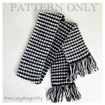 Crochet Scarf Houndstooth Pattern by thecozydragonfly