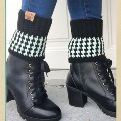 Houndstooth Boot Cuff Crochet Pattern by Kailea
