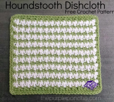 Houndstooth Pattern Crochet Dishcloth by The Purple Poncho