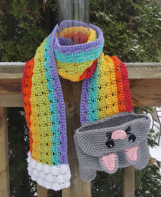 Crochet Rainbow Barf Cat Scarf Free Pattern by Amanda Julien