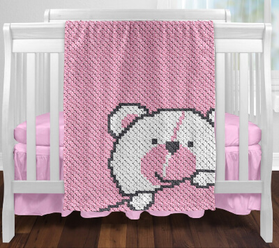 Teddy Bear C2C Baby Blanket Crochet Pattern by C2CPatternShop