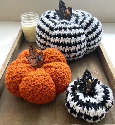 The Houndstooth Pattern Crochet Pumpkin by Crafting4Weeks