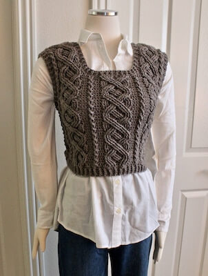 Cable Braided Crochet Sweater Vest Pattern by Rebecca's Stylings