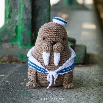 Caterino, The Sailor Walrus Crochet Pattern by Airali Design