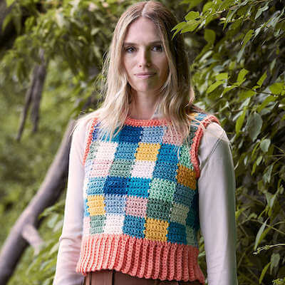 Color Block Party Crochet Vest Pattern by Yarnspirations