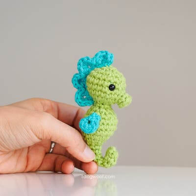 Crochet Seahorse Amigurumi Pattern by 1 Dog Woof