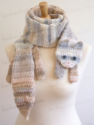 Crochet Calico Cat Scarf Pattern by Bees Knees Knitting