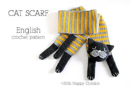Crochet Cat Scarf Pattern by Happy Coridon