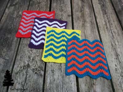 Crochet Chevron Dishcloth Pattern by Pine Tree Crochet