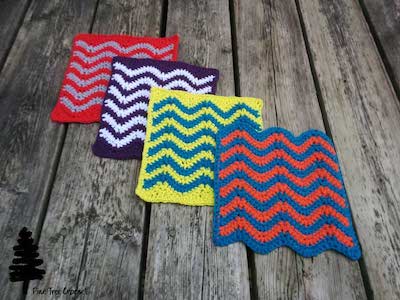 Dishcloth Free Crochet Chevron Pattern by Pine Tree Crochet