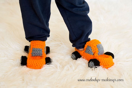 Crochet Monster Truck Slippers Pattern by Melody's Makings