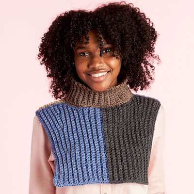 Crochet Ribbed Neck Warmer Pattern by Red Heart