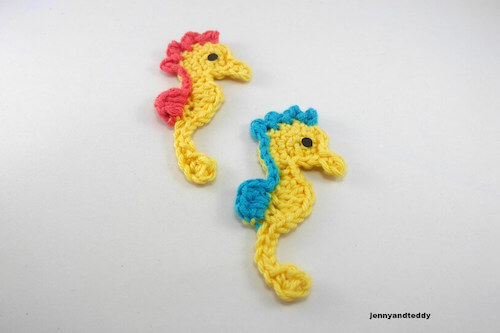 Crochet Seahorse Applique Pattern by Jenny & Teddy
