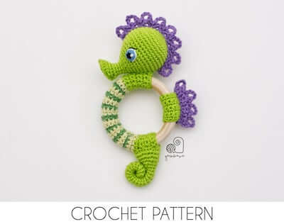 Crochet Seahorse Rattle Pattern by Yarn Wave Shop