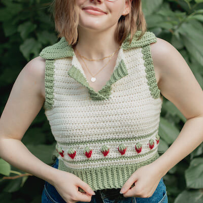 Crochet Strawberry Sweater Vest Pattern by Hayhay Crochet
