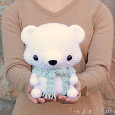 Cuddle-Sized Amigurumi Crochet Polar Bear Pattern by Storyland Amis