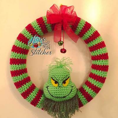 Grinch Door Wreath Crochet Pattern by Love To Be In Stitches