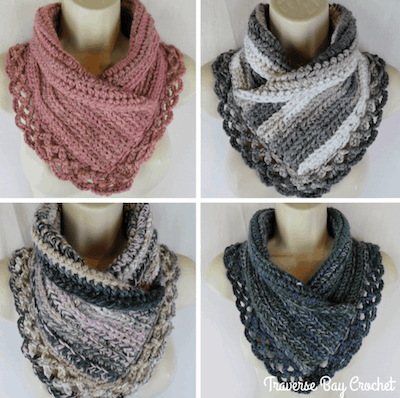 Lacey Charma Neck Warmer Crochet Pattern by Traverse Bay Crochet