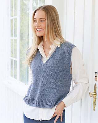 Lake View Sweater Vest Crochet Pattern by DROPS Design