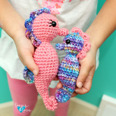 Mommy And Me Seahorse Amigurumi Pattern by Loops And Love Crochet