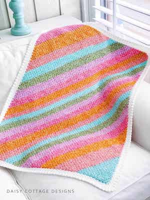 Rainbow Moss Stitch Crochet Blanket Pattern by Daisy Cottage Designs