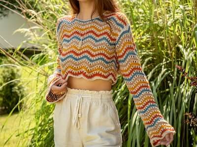 Wavy Crochet Sweater Pattern by Bai Retro