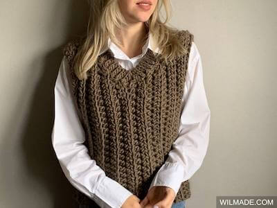 Wow Chunky Vest Free Crochet Pattern by Wilmade