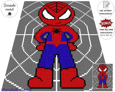 Crochet Spiderman Blanket Pattern by PinkyPandaShop