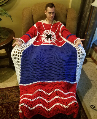 Wearable Spiderman Blanket Crochet Pattern by CarolHladikDesigns