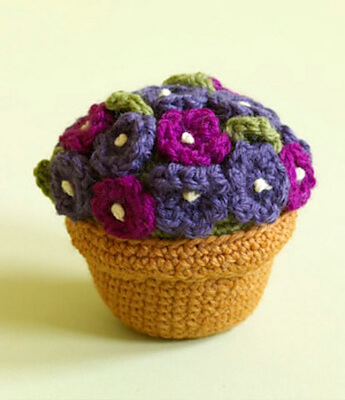 Crochet Amigurumi Potted Flower Pattern by Lion Brand Yarn