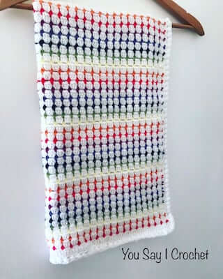 Crochet Block Stitch Blanket Pattern by You Say I Crochet