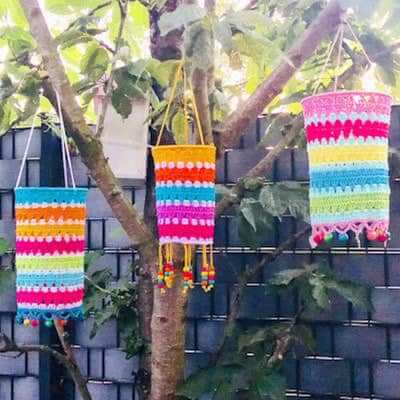 Crochet Colorful Boho Lantern Pattern by Elealinda Design