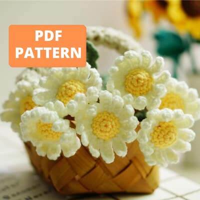 Crochet Daisy Flower Bouquet Pattern by Grace Crochet Studio