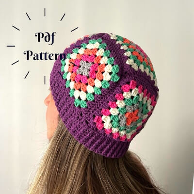 Crochet Granny Square Beanie Pattern by Charka Design